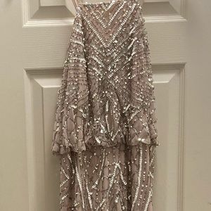 Adrianna Papell Halter Fully Beaded Blouson Gown